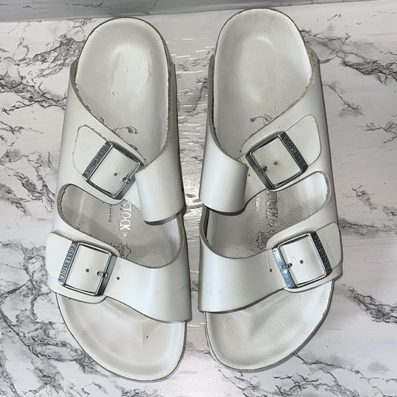 BIRKENSTOCK MONTEREY EXQUISITE WHITE ON WHITE LEATHER SIZE 40 9.5/10 US SIZE - Picture 3 of 9